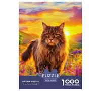 Puzzle Gato del Bosque Noruego 1000 Piezas - para Adultos Y Niños Puzzle De Mar de Flores, Desafío Mental Y Juego Complejo, Decorativo, Regalo para Hombre 70x50cm/1000pcs