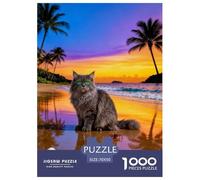 Puzzle Gato del Bosque Noruego 1000 Piezas - para Adultos Y Niños Puzzle De Playa al Atardecer, Juego Divertido E Instructivo, Decorativo, Regalo para Hombre 70x50cm/1000pcs