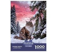Puzzle Gato del Bosque Noruego 1000 Piezas - para Adultos Y Niños Rompecabezas De Bosque de Pinos Nevados, Desafiante Y Estimulante, Arte Decorativo, Regalo para Hombre 38x26cm/1000pcs