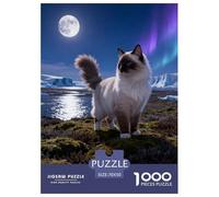 Puzzle Gato Ragdoll 1000 Piezas - para Adultos Rompecabezas De Tundra a la Luz de la Luna, Juego Educativo,Diversión En Familia Arte Decorativo, Regalo Ideal 70x50cm/1000pcs