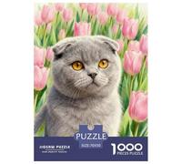 Puzzle Gato Scottish Fold 1000 Piezas - para Adultos Rompecabezas De Tulipanes, Juego para Toda La Familia Decorativo, 70x50cm/1000pcs