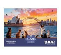 Puzzle Gato Watching by The City Wall De 1000 Piezas Interesante Rompecabezas Adultos De 1000 Piezas Obra De Arte Entretenimiento Creativo 52x38cm/1000pcs