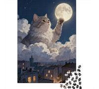 Puzzle Gigante Gato Luna Toque De 1000 Piezas Interesante Rompecabezas para Adultos De 1000 Piezas Obra De Arte Entretenimento 70x50cm/1000pcs