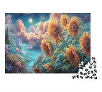 Puzzle Girasoles Cerca de Castillo de Cuentos de Hadas Vida Silvestre Rompecabezas 1000 Piezas - Regalo, Juego Familiar, Decoración del Hogar, Adultos 38x26cm/1000pcs