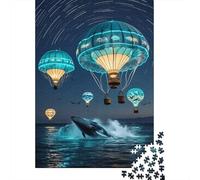 Puzzle Globo Aerostático 1000 Piezas para Adultos Juego EduGatoivo De Madera Rompecabezas Ballena Saltando Globo Aerostático Decorativo Regalo para Hombre 1000pcs (75x50cm)