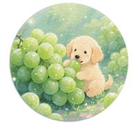 Puzzle Golden Retriever 1000 Piezas para Adultos Juego EduGatoivo de cartón Rompecabezas Golden Retriever Comiendo Uvas Decorativo Regalo 1000pcs (67.5x67.5cm)