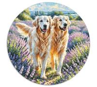 Puzzle Golden Retrievers 1000 Piezas para Adultos Y Niños Juego Familiar De Cochetón Rompecabezas Dos Golden Lavanda Decorativo Regalo para Hombre 1000pcs (67.5x67.5cm)