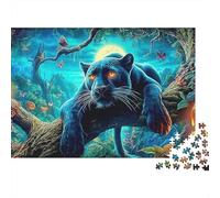 Puzzle Halloween Pantera Negra 1000 Piezas Luna Llena Selva Rompecabezas Desafiante Juego Divertido Aprender Diviértete Aprendiendo 100% Cartón Reciclado para Adultos y a partir de 14 años, 70 x 50 cm