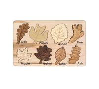 Puzzle hoja - Montessorí de madera | Forma de hoja encastro | Juego STEM, tabla de combinaciones de colores, herramienta educativa para niños y niñas, coordinación -mano, 25 x 15 x 0,5