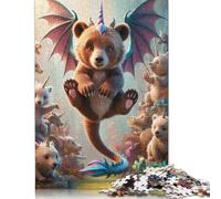 Puzzle ibrido da 1000 pezzi con cucciolo di unicorno e Ali di Drago per adulti e adolescenti, decorazione per la casa, giocattoli Puzzle 38x26 cm/1000 pezzi