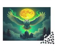Puzzle Imposible 1000 Piezas Búho alas Luna, cartón Premium, Piezas encajables, Expertos, 38x26cm