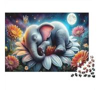 Puzzle Imposible 1000 Piezas Sleeping Elephant Elephant with Flower 52x38cm Decoración para el hogar, relajación e Inteligencia para Adultos y Adolescentes a Partir de 14 años