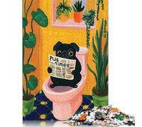 Puzzle in Legno da 500 pezzi con Carlino che Legge le notizie sul Water, per adulti, Puzzle per adulti e adolescenti, Regali di Natale per adulti dai 14 Anni in su, 500 pezzi (52x38 cm)