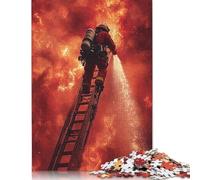 Puzzle in Legno da 500 pezzi Vigile del Fuoco che combatte contro gli incendi, per adulti e Ragazzi dai 12 Anni in su, 500 pezzi (52x38 cm).