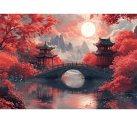 Puzzle Japón Puzzle 1000 Piezas Paisaje Rompecabezas Adultos Pieza de Madera Desafiante, Entretenimiento en Familia Rompecabezas, Gigante Imposible Jigsaw para Decoración del Hogar Regalo U-170