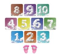 Puzzle Juego de Números Hopse, 10 Números Alfombra de Hopscotch DIY Juego de Hopse Adhesivo de Suelo para Niños Huella Adhesivo de Pared de Suelo para Dormitorio Aula Suelo Pasillo Habitación Infantil