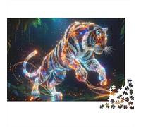 Puzzle Jungla del Tigre de neón De 1000 Piezas Animales Rompecabezas Hombres Y Mujeres De 1000 Piezas Juego Entretenimento 52x38cm/1000pcs