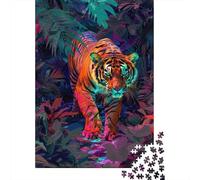 Puzzle Jungla del Tigre de neón De 1000 Piezas Animales Rompecabezas para Adultos De 1000 Piezas Juego Entretenimento 52x38cm/1000pcs