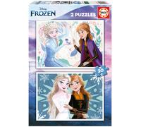 Educa - Set de 2 Puzzles Infantiles con 20 Piezas y Las imágenes de Frozen y Sus Amigos. Medidas: 28 x 20 cm. Recomendados a Partir de 4 años (19736)