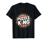 Puzzle King - Amante de los Rompecabezas Camiseta gráfica económica, Hombre, Negro, L