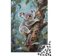 Puzzle Koala 1000 Piezas para Adultos Juego Difícil De Madera Puzzles Koala Trepando Árbol Decorativo Regalo para Hombre 1000pcs (75x50cm)