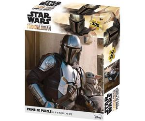 Puzzle Lenticular Prime 3D 500 Piezas The Mandalorian El Mandaloriano Mando & Grogu