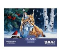 Puzzle Lince del Bosque Invernal De 1000 Piezas Animal Rompecabezas para Adultos De 1000 Piezas Obra De Arte Regalo 70x50cm/1000pcs