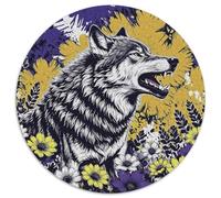 Puzzle Lobo 1000 Piezas para Adultos Juego EduGatoivo de cartón Rompecabezas Lobo Flores Decorativo Regalo Original 1000pcs (67.5x67.5cm)