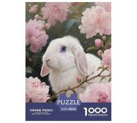 Puzzle Lop Conejo 1000 Piezas para Adultos Y Niños Juego Relajante Puzzle Lop Conejo Peonía Decorativo Regalo Ideal 38x26cm/1000pcs