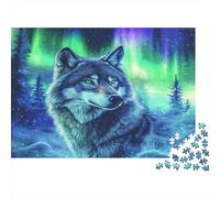 Puzzle Loup Dans UNE Aurore boréale Pour Adultes,70x50cm/1000pcs,jeu Éducatif,décoration De La Maison,Nature Style Art fantastique