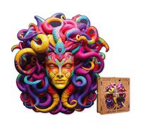 Puzzle Madera Mitológico 100 Piezas 23 x 24 cm Rompecabezas Adultos Arte Exclusivo Seres Legendarios Diseño Único Regalo Premium Juego Desafiante Coleccionista Decoración Especiales (Medusa Gorgona)