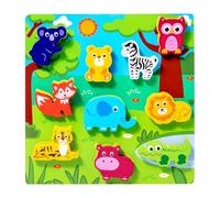 Puzzle Madera Niños, Puzzles de Madera de Animales, 3D Rompecabezas de Animales, Juguete de desarollo y Aprendizaje para niños, Regalo de Cumpleaños para Bebés, Niños
