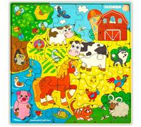 Puzzle Madera para Niños de 4 a 6 Años - Regalo Educativo 3 a 7 Años | Puzzle de 28 Piezas de Animales de la Granja - Juguetes Montessori para Niñas y Niños