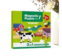 Puzzle magnético de 18 x 18 x 2 cm, juego de puzzles educativos, respaldo magnético fuerte, diseño de animales, colorido juego de rompecabezas magnético para niños, niños pequeños, preescolar y juegos