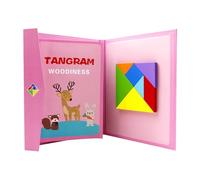 Puzzle magnético de madera Tangram para niños - Juguetes educativos para promover y fomentar la creatividad | Puzzle de formas de colores (20 x 18 cm) | STEM Pedagogía Juguetes para 4-6 años