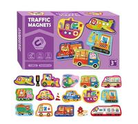 Puzzle Magnético - Geométricos Interactivos, sobre el tema del tráfico con 17 piezas para guardería | para 3 a 6 años en casa o en viaje