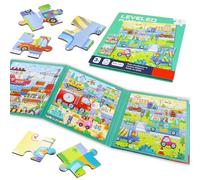 Puzzle magnético para niños, rompecabezas 3 en 1 para niños con 25-30-42 piezas, juguete educativo con tema de tráfico, empleo para viajes en coche y avión a partir de 3 años