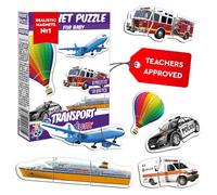 Puzzle Magnético Vehículos Infantil - 18 Piezas Transporte Realista - Imanes Coches, Camiones & Maquinaria - Juego Educativo Montessori Nevera Preescolar - Regalo Niños - Magdum