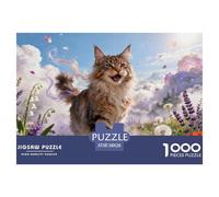 Puzzle Maine Coon 1000 Piezas - para Adultos Puzzle De Racimo Hierba Flores, Desafío Mental Y Juego Complejo, Decorativo, Regalo Ideal 38x26cm/1000pcs