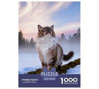 Puzzle Maine Coon 1000 Piezas - para Adultos Puzzles De Musgo Nevado, Juego Divertido E Instructivo Arte Decorativo, Regalo Ideal 70x50cm/1000pcs