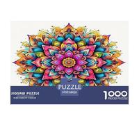 Puzzle Mandala Flor 1000 Piezas Juego Educativo y Relajación - Mandala Luminoso, Kaleidoscopio Complejo, Decoración Pared 38x26cm