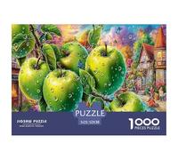 Puzzle Manzano con Lluvia 1000 Piezas - Muy Difícil - Manzanas Verdes (Ciudad) - Papel Reciclado para Decoración 52x38cm