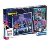 Clementoni Puzzle - Batwheels - 3 Supercolor Puzzles Infantiles De 48 Piezas, para Niños 5-7 Años, Desarrolla La Concentraciòn Mentàl Y La Logica, Coches, 25307