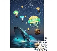 Puzzle Medusa 1000 Piezas para Adultos Juego Desafiante De Madera Rompecabezas Ballena Medusa Globo Decorativo Regalo para Hombre 1000pcs (75x50cm)
