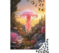 Puzzle Medusa 1000 Piezas para Adultos Juego Familiar De Madera Rompecabezas Medusas Rosadas Flores Plantas Decorativo Regalo Ideal 1000pcs (75x50cm)