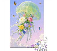 Puzzle Medusa 1000 Piezas para Adultos Juego Relajante De Madera Puzzles Medusa Flores Frescas Decorativo Regalo Ideal 1000pcs (75x50cm)