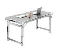 Puzzle Mesa de Camping Plegable Mesa jardín Plegable Altura Ajustable, Mesas Picnic portátiles Escritorio de Aluminio para Barbacoa al Aire Libre Caravana Comedor Patio Trasero Puesto(Gray,80cm/2.6ft)