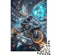 Puzzle Motocicleta 1000 Piezas para Adultos Juego Difícil De Madera Rompecabezas Motocicleta Ciudad Neón Decorativo Regalo Original 1000pcs (75x50cm)