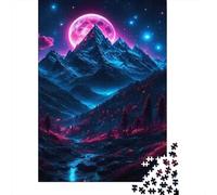 Puzzle Mountain Moon Forest, 1000 Piezas Juego De Interior Adulto | Caja de cartón de 38 x 26 cm, Amantes del arte, Regalo para reuniones, Calma del estado de ánimo, Ajuste apretado