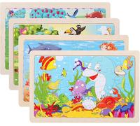 Puzzle Niños 3 4 5 6 7 Madera para Niños de 4×24 Piezas Puzzle Animales, Puzzle Mundo Marino Zoológico Juguete Juego Educativo Juguete de Regalo para Niña Niño